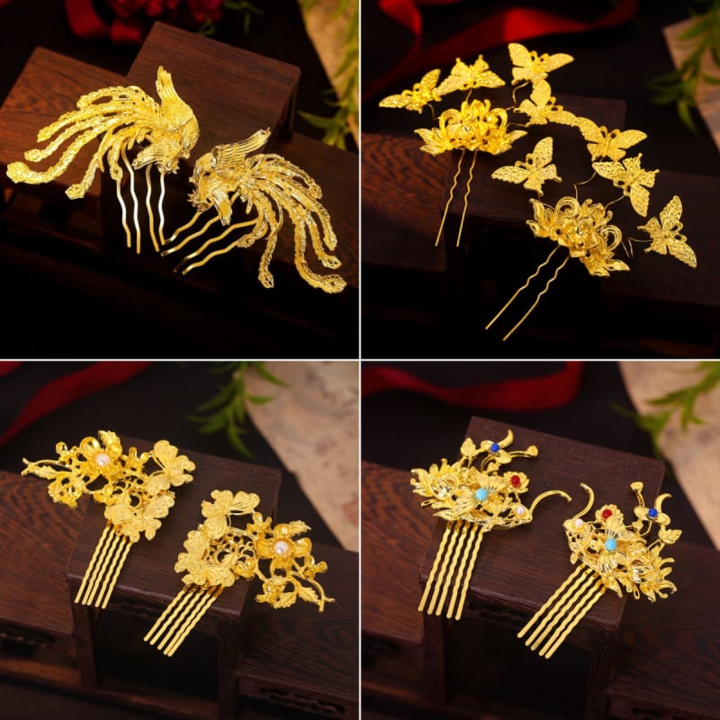 Fejdísz – Ötvözet, Kínai stílus, Fésű a hajhoz, Elektroplatolás, Modell T1628