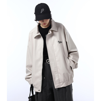 Ανδρικό PU δερμάτινο τζάκετ με κουκούλα, χαλαρή γραμμή, τσέπες κατά μήκος