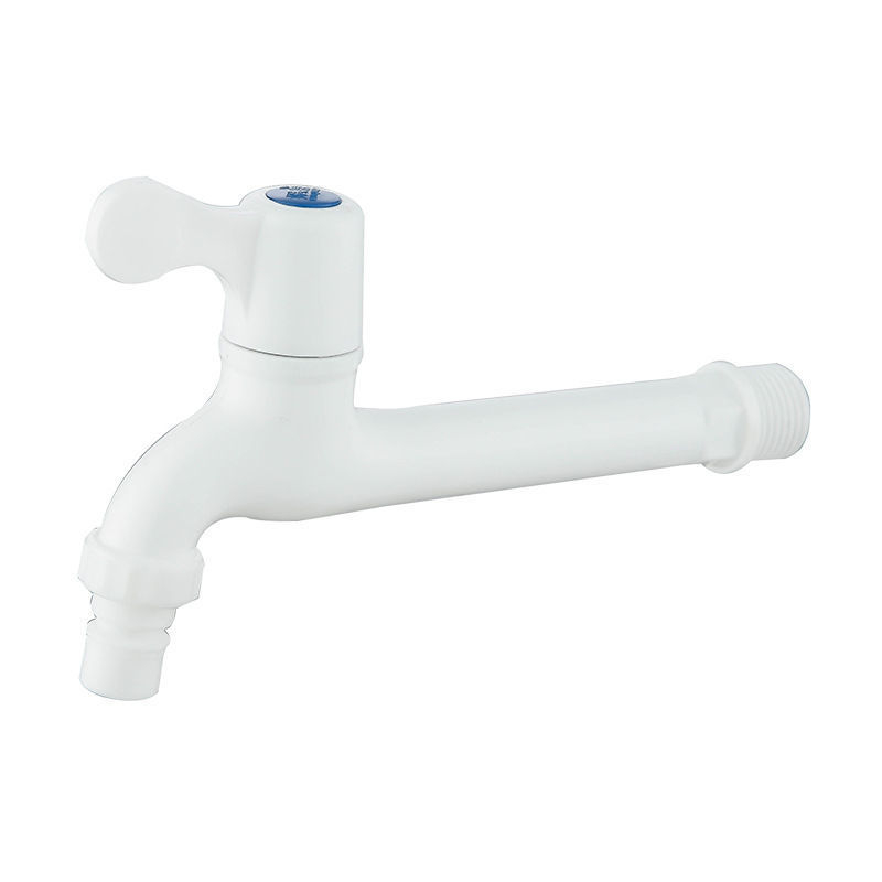 Produženi plastični faucet za kućnu upotrebu s PVC brzim priključkom, jedan hladan vodni tok, keramički disk ventil, brušeni završni sloj