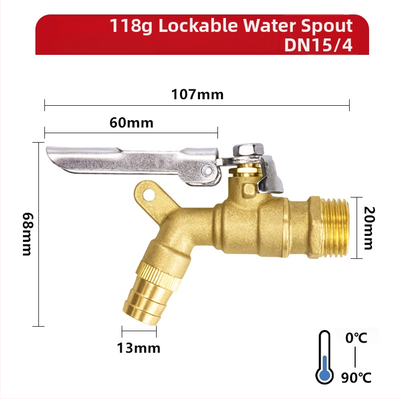 Robinet pentru mașina de spălat, din alamă, cu miez de valvă din cupru, model TK504, certificat CE