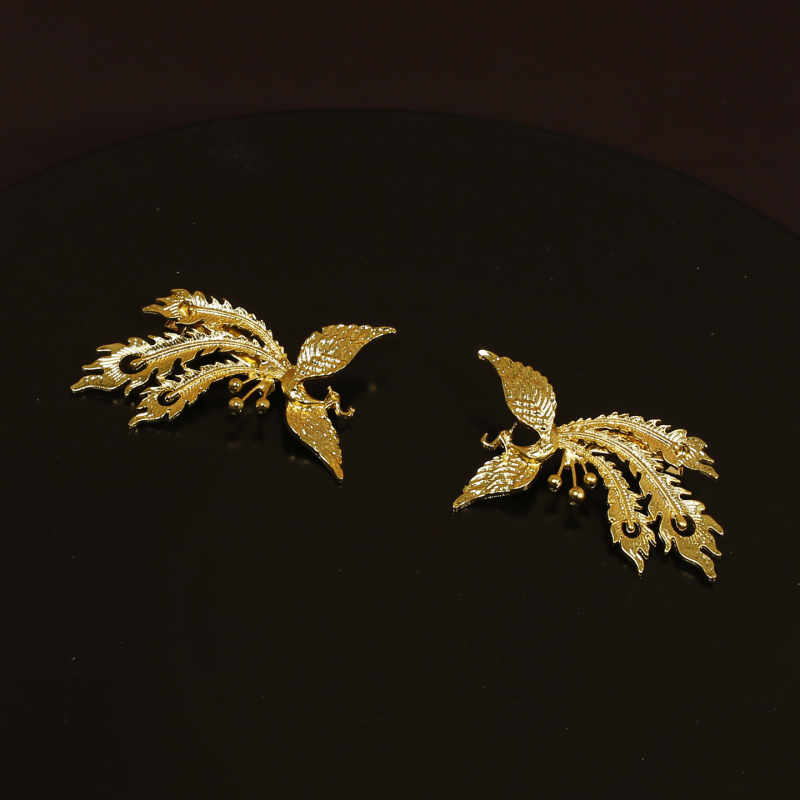 Νυφικό κεφαλόδεμα με μοτίβο δράκος-φοίνιξ, χειροποίητο μεταλλικό κλάμερ μαλλιών, ρετρό στυλ, μορφή λουλουδιών, κατάλληλο για γάμο