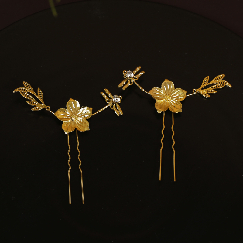 Νυφικό κεφαλόδεμα με μοτίβο δράκος-φοίνιξ, χειροποίητο μεταλλικό κλάμερ μαλλιών, ρετρό στυλ, μορφή λουλουδιών, κατάλληλο για γάμο