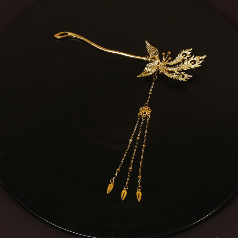 Νυφικό κεφαλόδεμα με μοτίβο δράκος-φοίνιξ, χειροποίητο μεταλλικό κλάμερ μαλλιών, ρετρό στυλ, μορφή λουλουδιών, κατάλληλο για γάμο