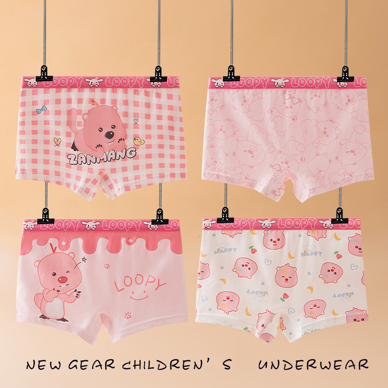 Boxeri pentru fete, 95% bumbac + 5% elastan, Clasa A, 4 buc. în pachet, Vara 2024