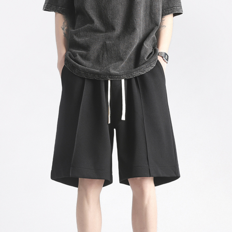 Muške kratke hlače od pletiva pamuka Ice Silk, 59% poliester, 41% pamuk, ravni kroj, mikro-elastičnost, ljeto