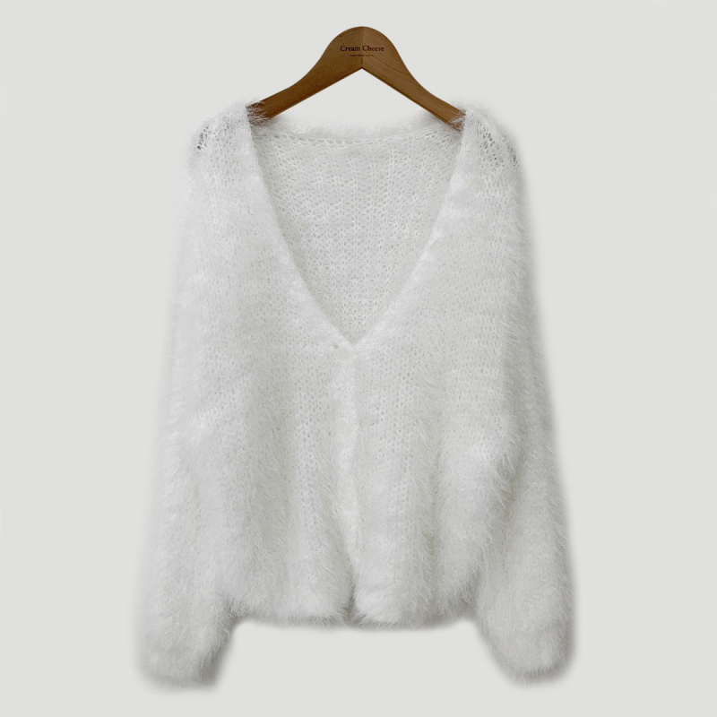 Ženski cardigan od chenille i spandeksa, opuštena silueta, polo ovratnik, duge princeze rukave, patchwork pletena, jesen 2024