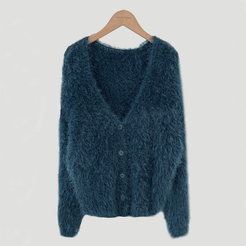 Ženski cardigan od chenille i spandeksa, opuštena silueta, polo ovratnik, duge princeze rukave, patchwork pletena, jesen 2024