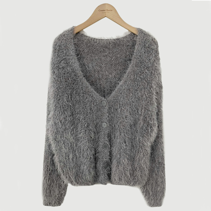Ženski cardigan od chenille i spandeksa, opuštena silueta, polo ovratnik, duge princeze rukave, patchwork pletena, jesen 2024