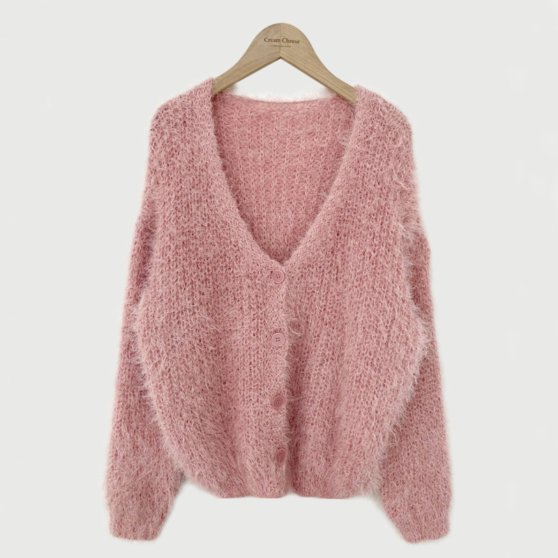 Ženski cardigan od chenille i spandeksa, opuštena silueta, polo ovratnik, duge princeze rukave, patchwork pletena, jesen 2024