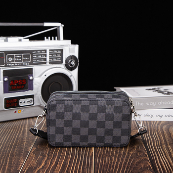 Muška crossbody torba s kariranim uzorkom – PVC, vodootporna, ulični stil, podstava od poliestera, marka Will