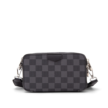 Muška crossbody torba s kariranim uzorkom – PVC, vodootporna, ulični stil, podstava od poliestera, marka Will