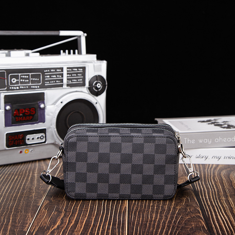 Muška crossbody torba s kariranim uzorkom – PVC, vodootporna, ulični stil, podstava od poliestera, marka Will