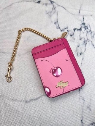 женски кожен портфейл за карти и монети, стил улична мода, модел плодове, естествена кожа (първи слой телешка кожа), подплата платно, пролет 2025