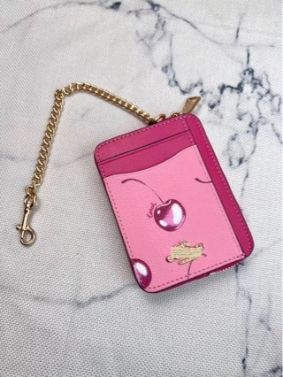 женски кожен портфейл за карти и монети, стил улична мода, модел плодове, естествена кожа (първи слой телешка кожа), подплата платно, пролет 2025