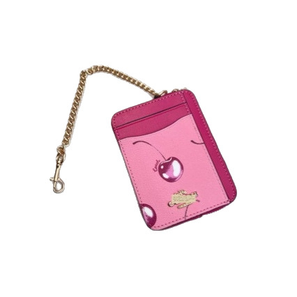 женски кожен портфейл за карти и монети, стил улична мода, модел плодове, естествена кожа (първи слой телешка кожа), подплата платно, пролет 2025