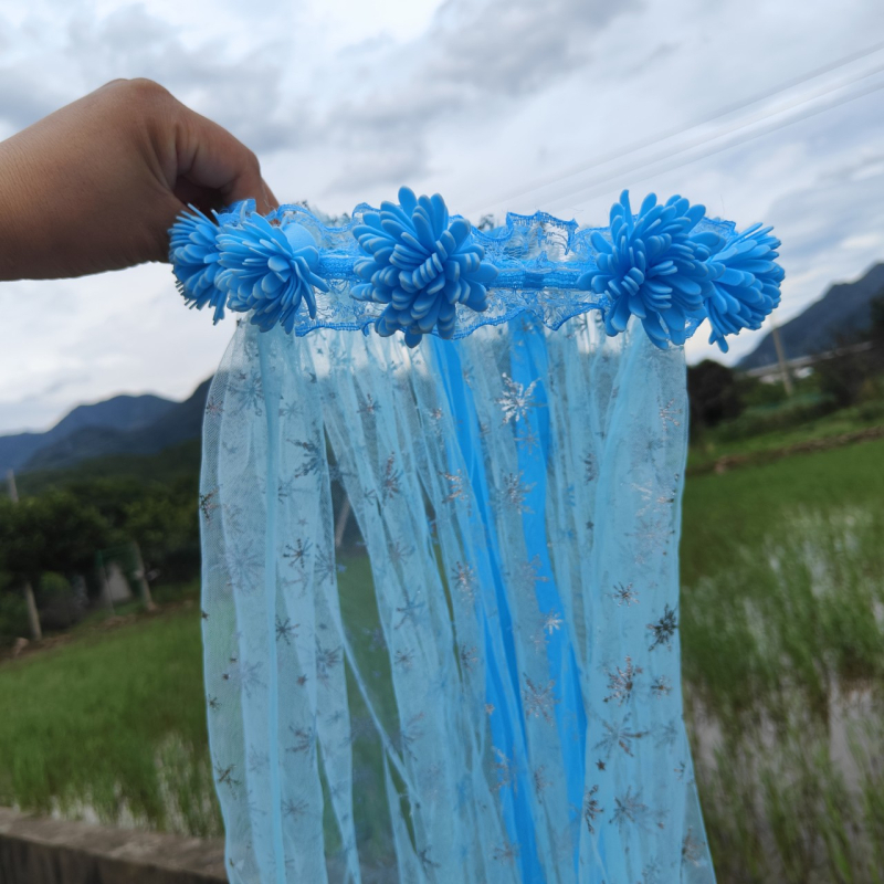 Dječji dodatak za glavu – cvjetni vijenac s veo snježnim uzorkom, plast/smola, jednostavan stil