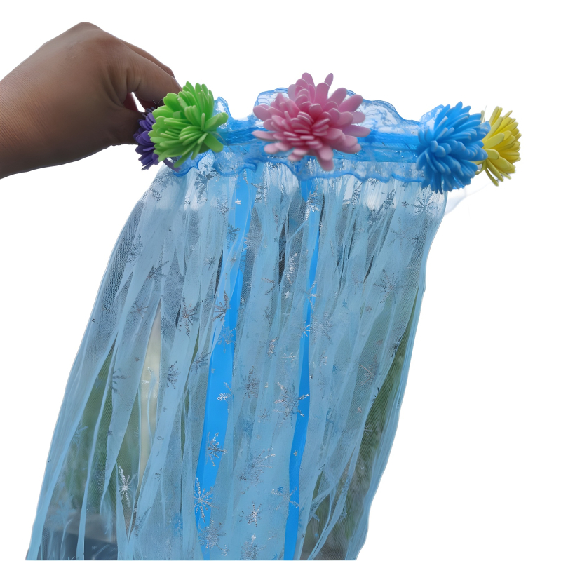 Dječji dodatak za glavu – cvjetni vijenac s veo snježnim uzorkom, plast/smola, jednostavan stil