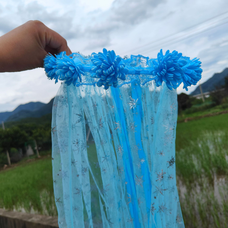 Dječji dodatak za glavu – cvjetni vijenac s veo snježnim uzorkom, plast/smola, jednostavan stil