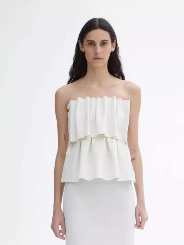 Туб топ без презрамки — Slim fit, Ultra къс стил (≤40 см), Пролет 2025