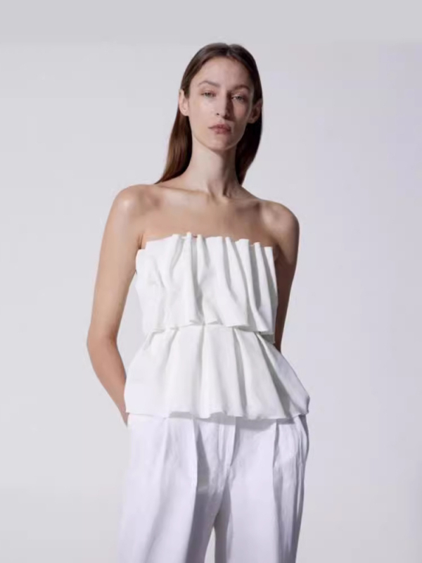 Туб топ без презрамки — Slim fit, Ultra къс стил (≤40 см), Пролет 2025