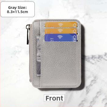 Ултратънък PU портфейл за карти и документи, сгъваем пътнически калъф, защита срещу кражба, 1 сгъване