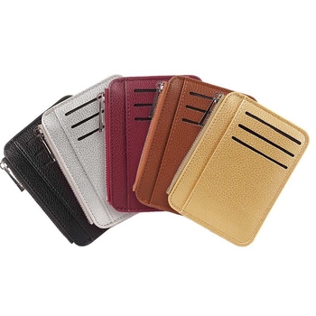 Ултратънък PU портфейл за карти и документи, сгъваем пътнически калъф, защита срещу кражба, 1 сгъване