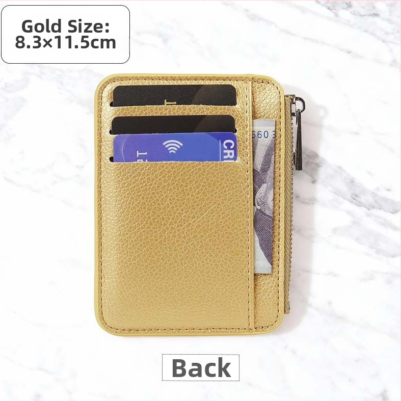 Ултратънък PU портфейл за карти и документи, сгъваем пътнически калъф, защита срещу кражба, 1 сгъване