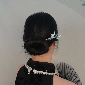 Igla za kosu od legure Moon Tassel, antički stil, Jinling Jewelry, model T0753, dodatak za glavu