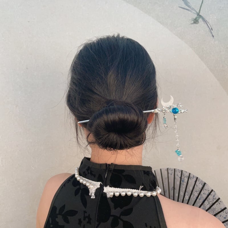Igla za kosu od legure Moon Tassel, antički stil, Jinling Jewelry, model T0753, dodatak za glavu