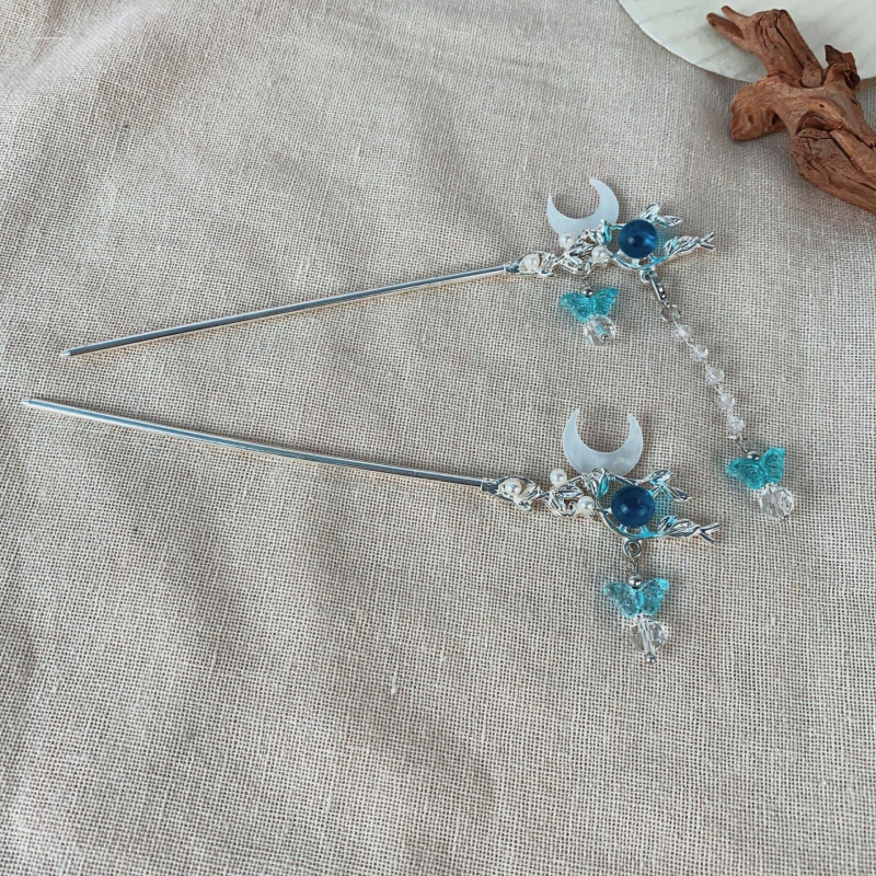Igla za kosu od legure Moon Tassel, antički stil, Jinling Jewelry, model T0753, dodatak za glavu
