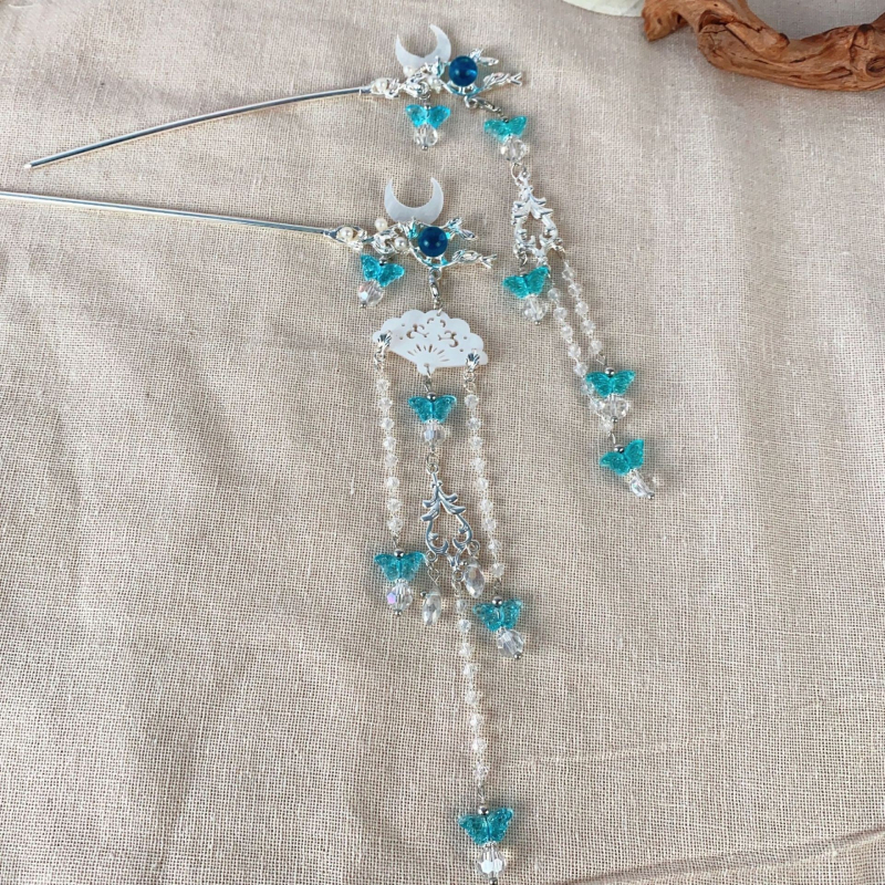 Igla za kosu od legure Moon Tassel, antički stil, Jinling Jewelry, model T0753, dodatak za glavu