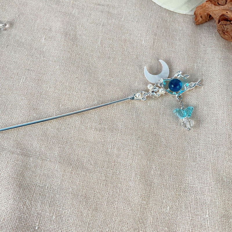 Igla za kosu od legure Moon Tassel, antički stil, Jinling Jewelry, model T0753, dodatak za glavu