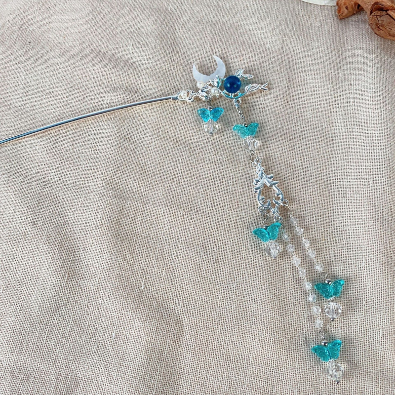 Igla za kosu od legure Moon Tassel, antički stil, Jinling Jewelry, model T0753, dodatak za glavu