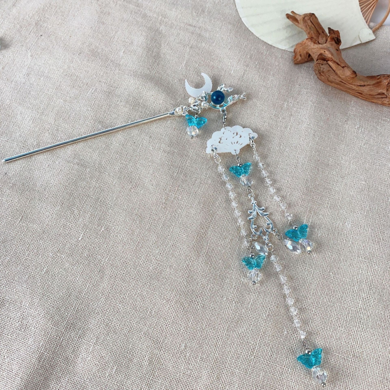 Igla za kosu od legure Moon Tassel, antički stil, Jinling Jewelry, model T0753, dodatak za glavu