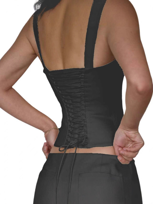 Тънък прилепващ дамски потник от чист памук с двойни презрамки, ултра къс стил, едноцветен модел