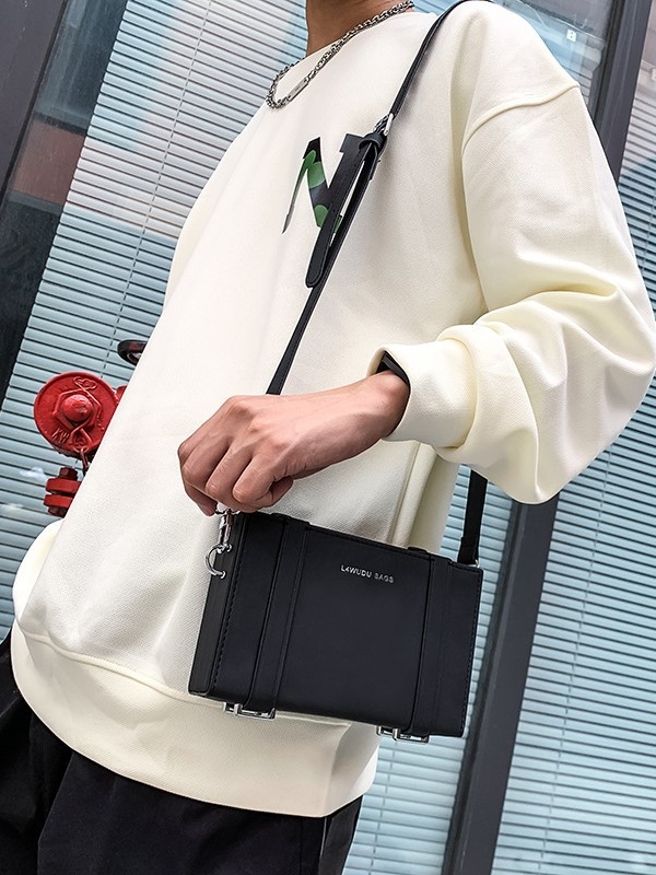 Muška torba preko ramena, ulični modni stil, PU materijal, PU podstava, jednobojna, vodootporna