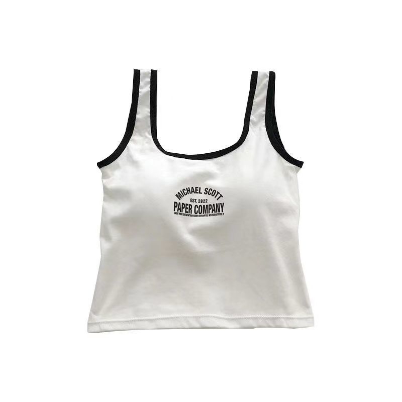 Κορεατικού στυλ βαμβακερό τούμπ τοπ με εκτύπωση γραμμάτων, πλήρες κύπελλο, λεπτό διαμορφωμένο κύπελλο, διαπνέει και άνεση