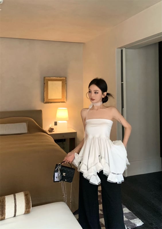 Топ без презрамки, корейски стил, памук, 50–70% памук, дължина 50–65 см