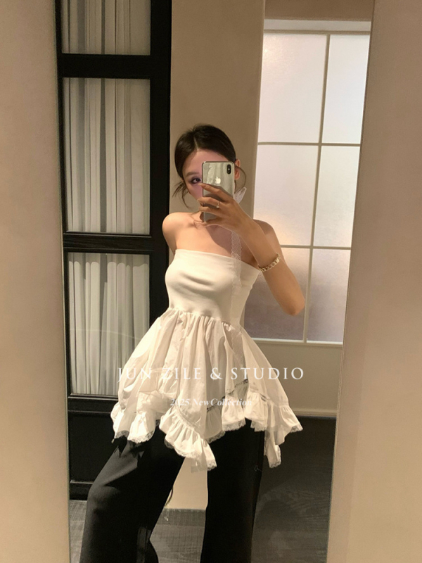 Топ без презрамки, корейски стил, памук, 50–70% памук, дължина 50–65 см