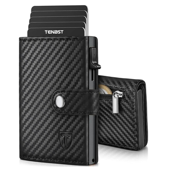 Държател за карти от естествена кожа (първи слой телешка кожа), открит дизайн, джобове за карти и отделение за сертификат, възможност за персонализация