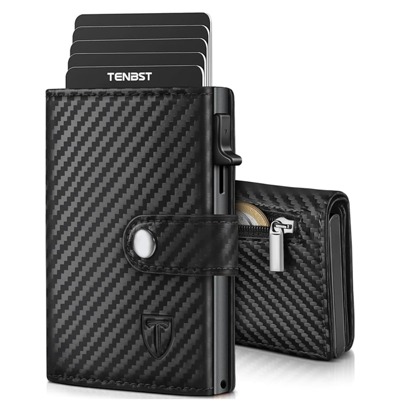 Държател за карти от естествена кожа (първи слой телешка кожа), открит дизайн, джобове за карти и отделение за сертификат, възможност за персонализация