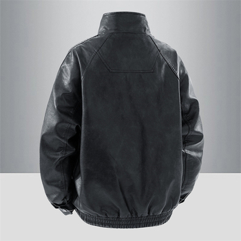 Ανδρικό PU δερμάτινο μπουφάν, μεσαιωνικού στυλ, διπλή σειρά κουμπιών, μεσαίου μήκους, πλαϊνά τσέπες, κυκλοφόρησε το φθινόπωρο του 2025
