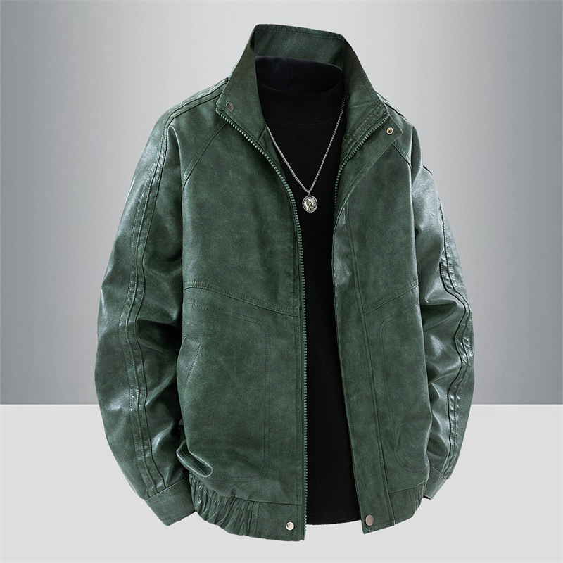 Ανδρικό PU δερμάτινο μπουφάν, μεσαιωνικού στυλ, διπλή σειρά κουμπιών, μεσαίου μήκους, πλαϊνά τσέπες, κυκλοφόρησε το φθινόπωρο του 2025