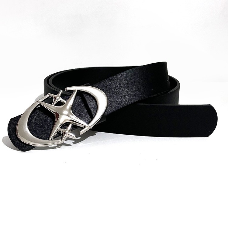 Ζώνη unisex με αστεροειδή αγκράφα, ρετρό γοτθικός σχεδιασμός, PU υλικό, αγκράφα από κράμα, αυτόματη στερέωση, πλάτος 2–4 εκ, στυλ επιχειρηματικό/πολυλειτουργικό/απλό