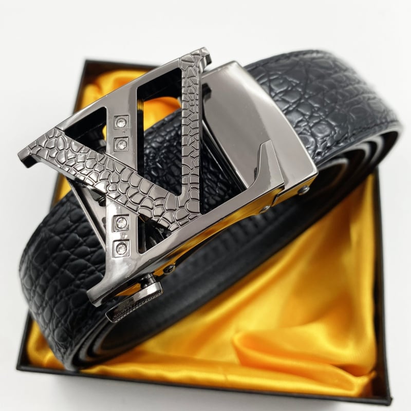 Ανδρική ζώνη με αυτόματη αγκράφα από κράμα ψευδαργύρου, λουρί από PU συνθετικό δέρμα, πλάτος 2-4 εκ, μινιμαλιστικό επιχειρηματικό στυλ