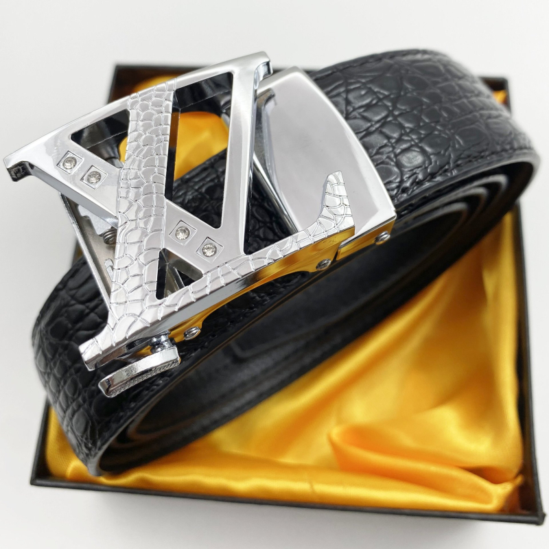 Ανδρική ζώνη με αυτόματη αγκράφα από κράμα ψευδαργύρου, λουρί από PU συνθετικό δέρμα, πλάτος 2-4 εκ, μινιμαλιστικό επιχειρηματικό στυλ