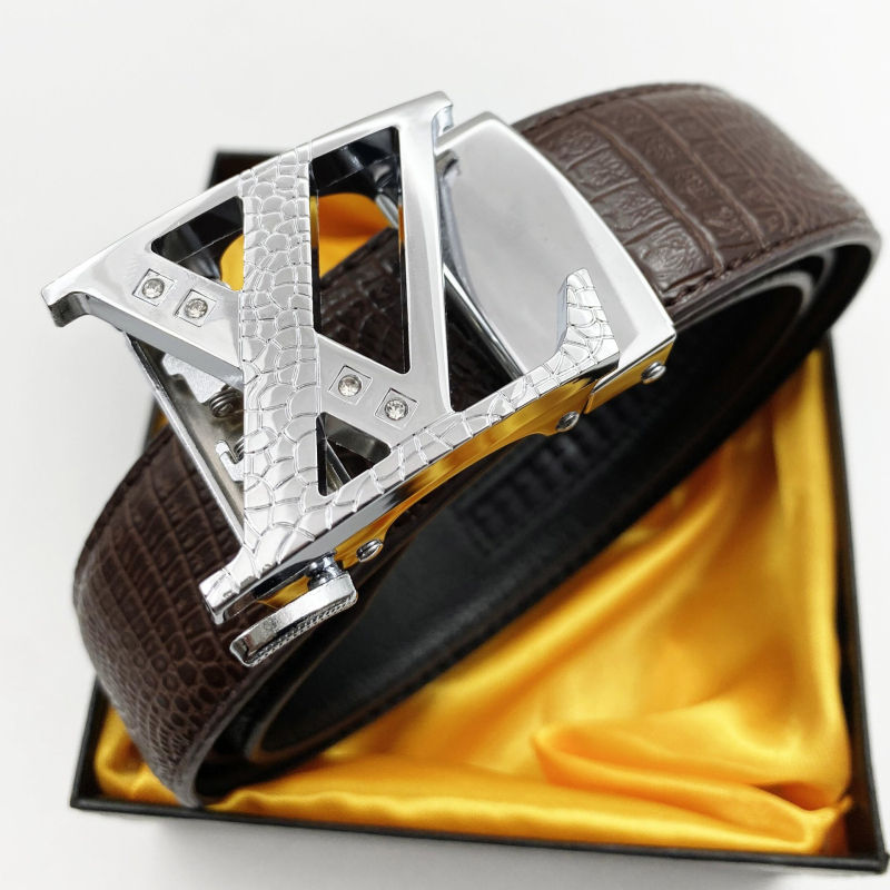 Ανδρική ζώνη με αυτόματη αγκράφα από κράμα ψευδαργύρου, λουρί από PU συνθετικό δέρμα, πλάτος 2-4 εκ, μινιμαλιστικό επιχειρηματικό στυλ