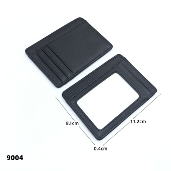 Držač kartica: ultra-tanki kožni držač, prvi sloj govedje kože, ogledni prozor, unisex, proljeće 2025