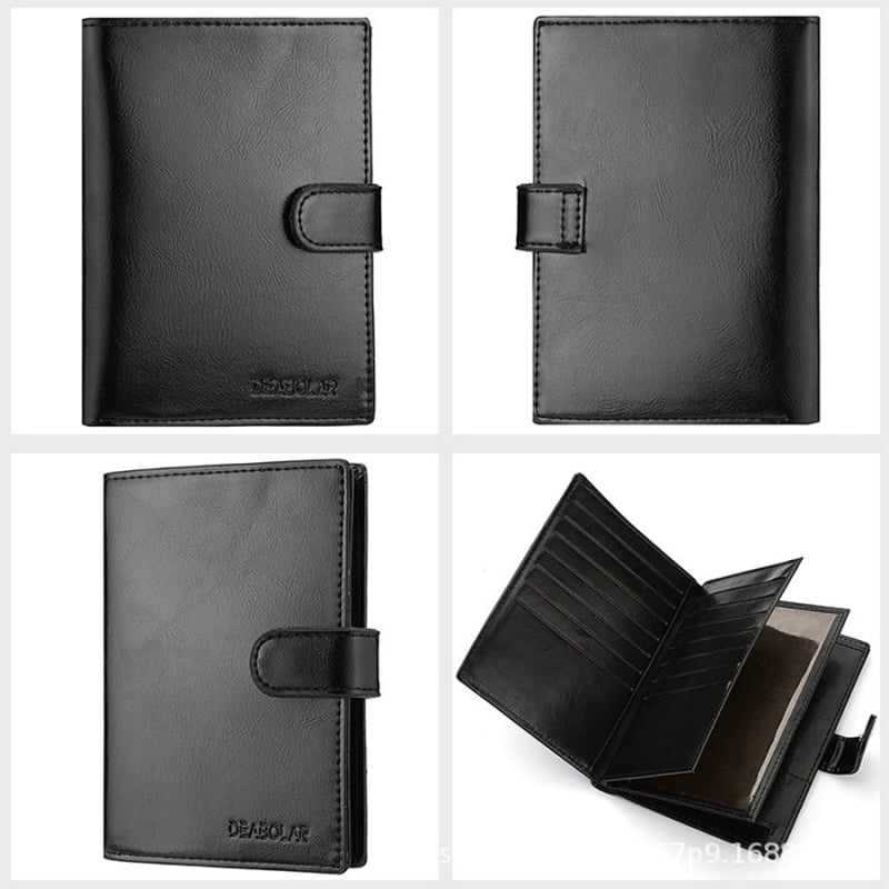 Portofel pentru bărbați din PU, cu design cu 2 pliuri, ultraușor și rezistent, suport pentru permis de conducere, stil de călătorie