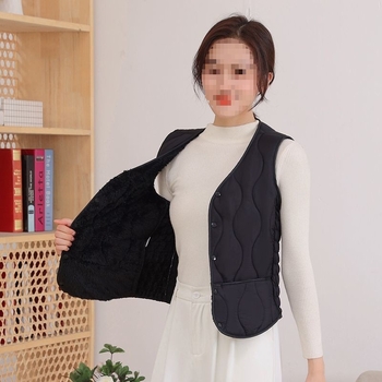 Къс женски жилет с V-образно деколте, подплата от флийс и вълнен пълнеж, еднокнопково закопчаване, А-образна кройка, Пролет 2025